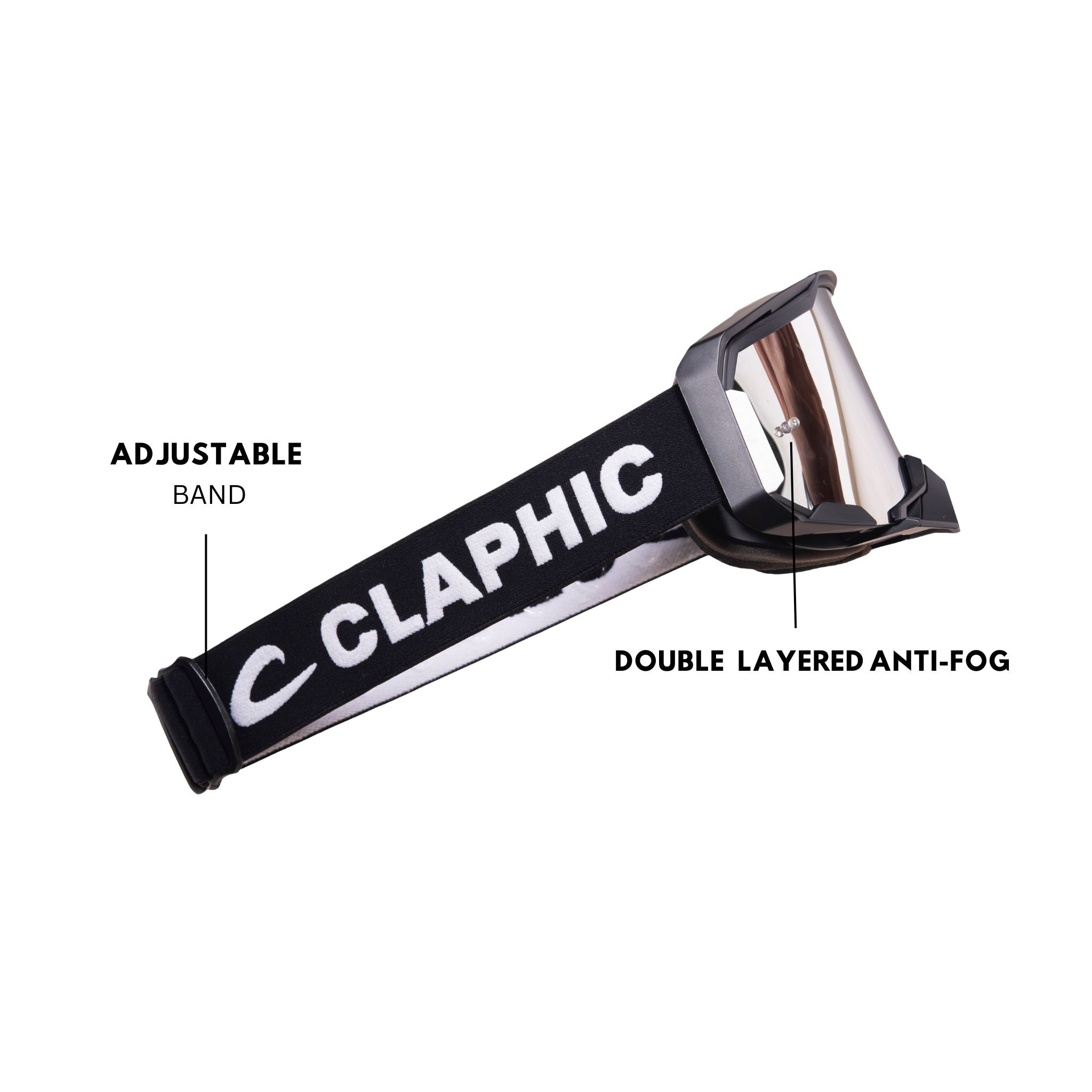 CLAPHIC ARGENTO SILVER Motocross Goggles – Dual Layered Anti-Fog Silver Mirror Lens